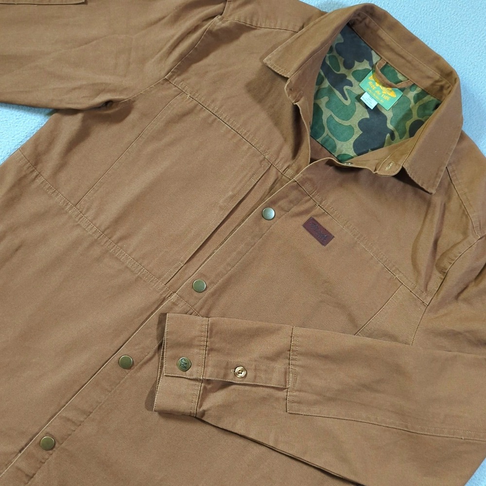 Marsh Wear Delano Shacket Mens XL Brown Camo Lined Snap Front Canvas Field